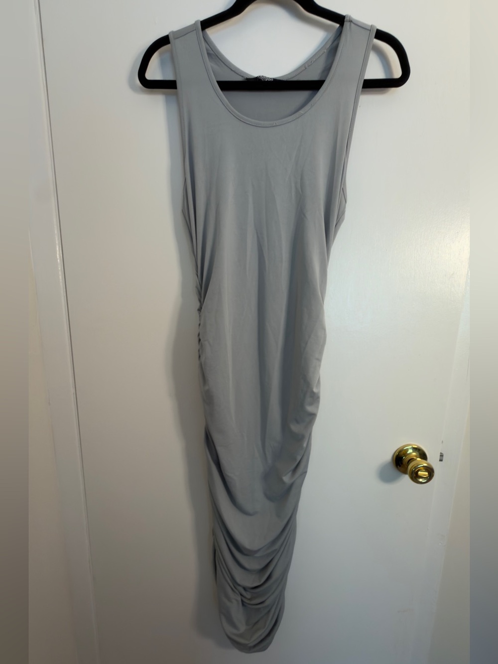 zeagoo Light Grey Sleeveless Ruched Maxi Dress